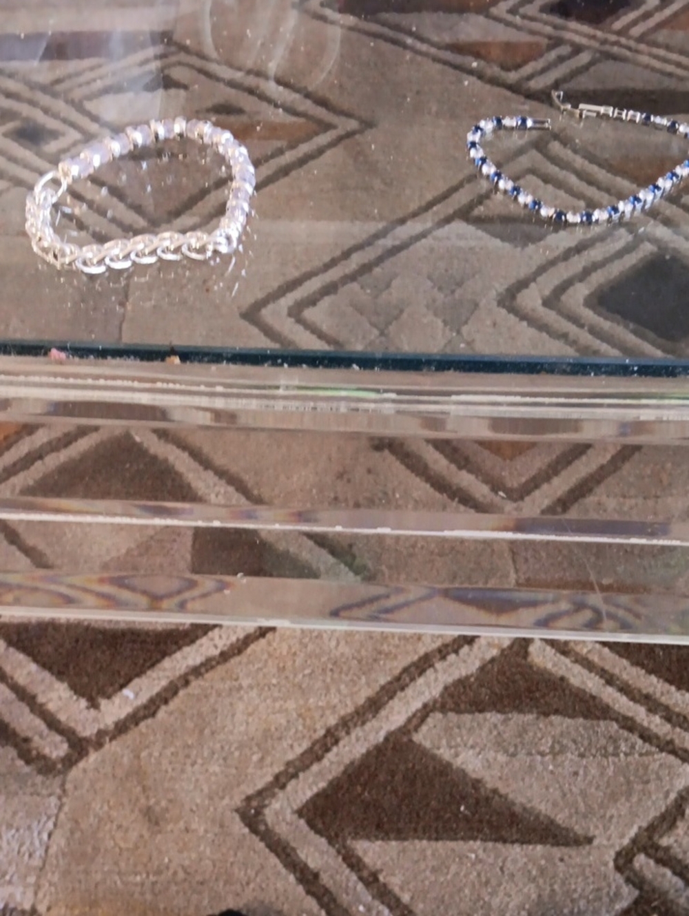 Blue Crystal Tennis Bracelet — Sparkling Women's Bracelet And Silvertone Stretch